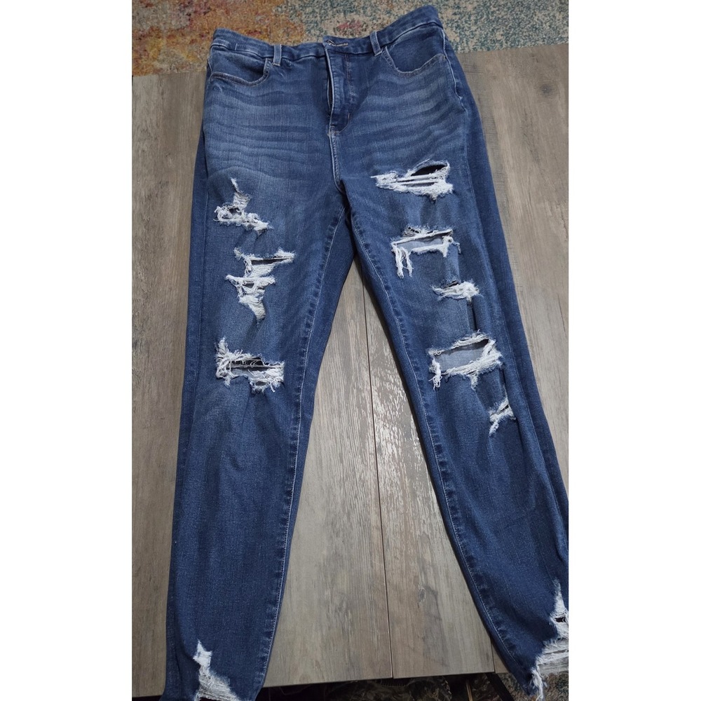 American Eagle Dream Denim Blue Distressed Skinny Jean Women Sz 10 Regular